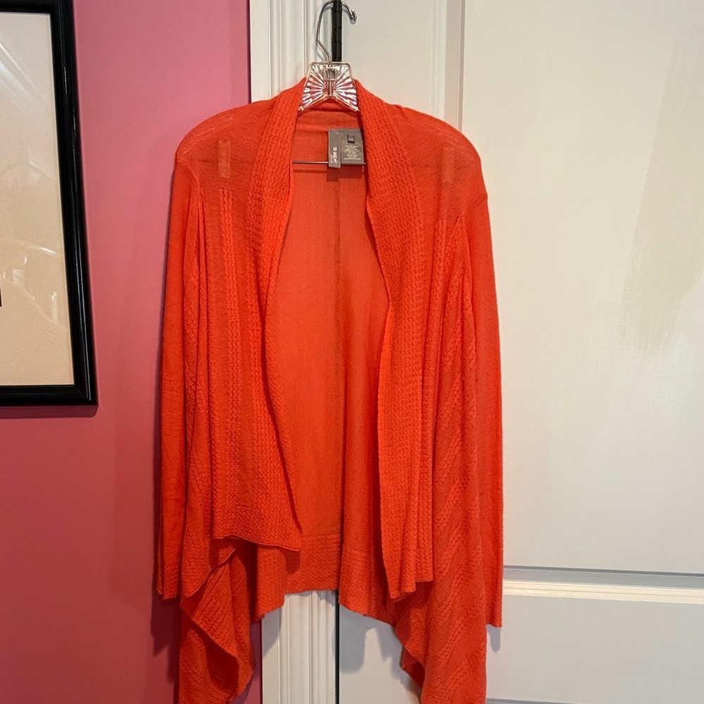 Vibrant Orange Cashmere Women's Open-Front Cardigan